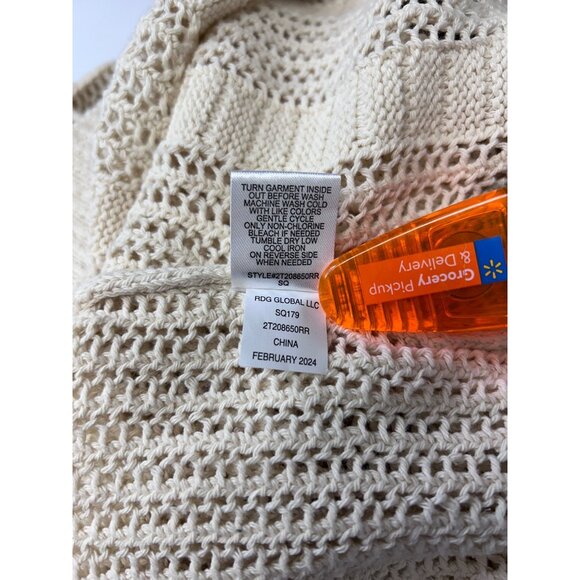 Rachel Roy Womens Large Sleeveless Loose Knit Sweater Beige Cotton & Polyester - Picture 7 of 9